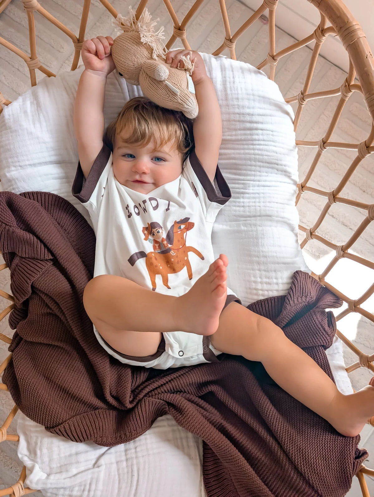 'Howdy' Slouch Romper - Milk