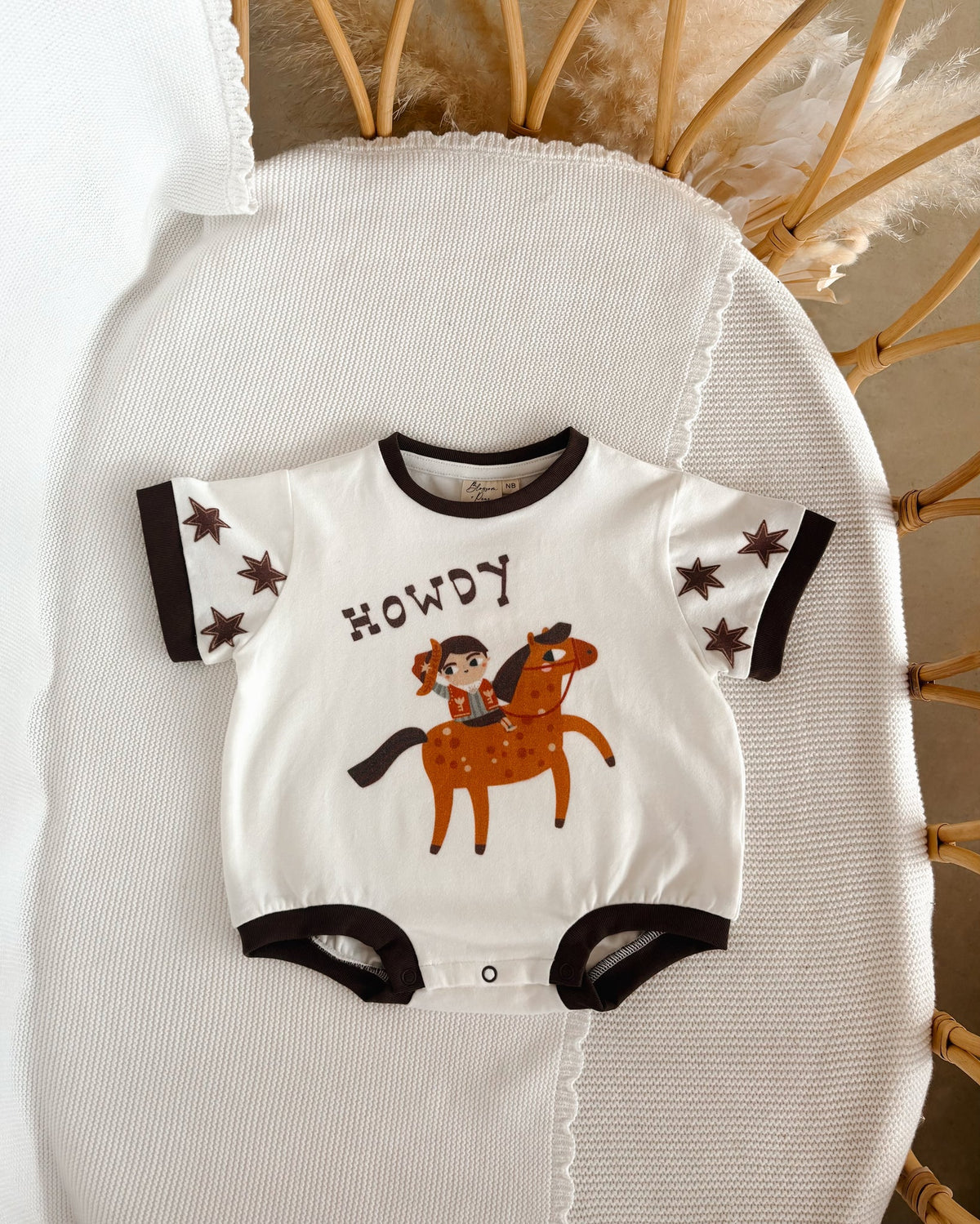'Howdy' Slouch Romper - Milk