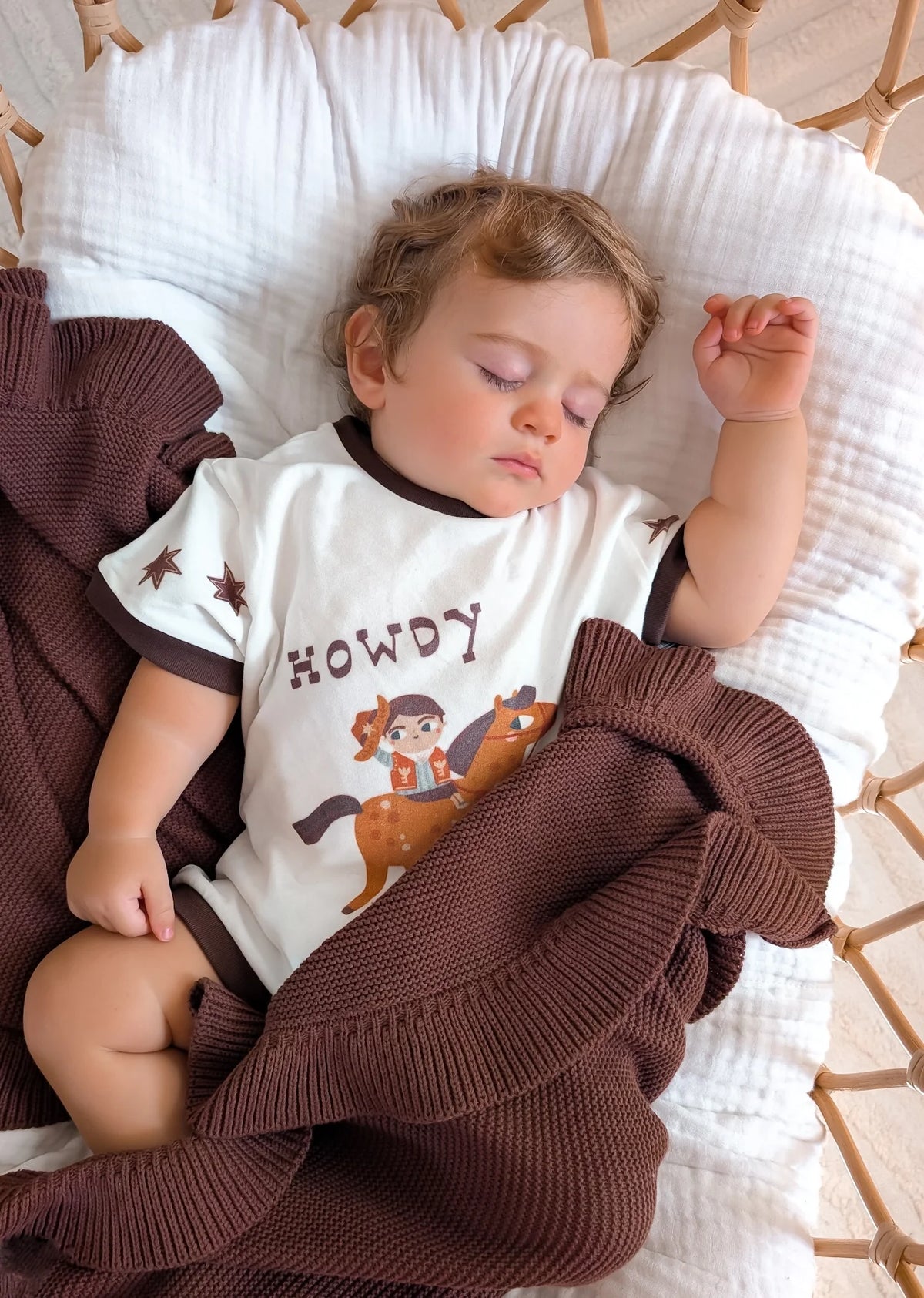 'Howdy' Slouch Romper - Milk