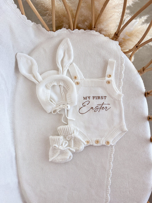 'My First Easter' Singlet Knit Romper - Milk