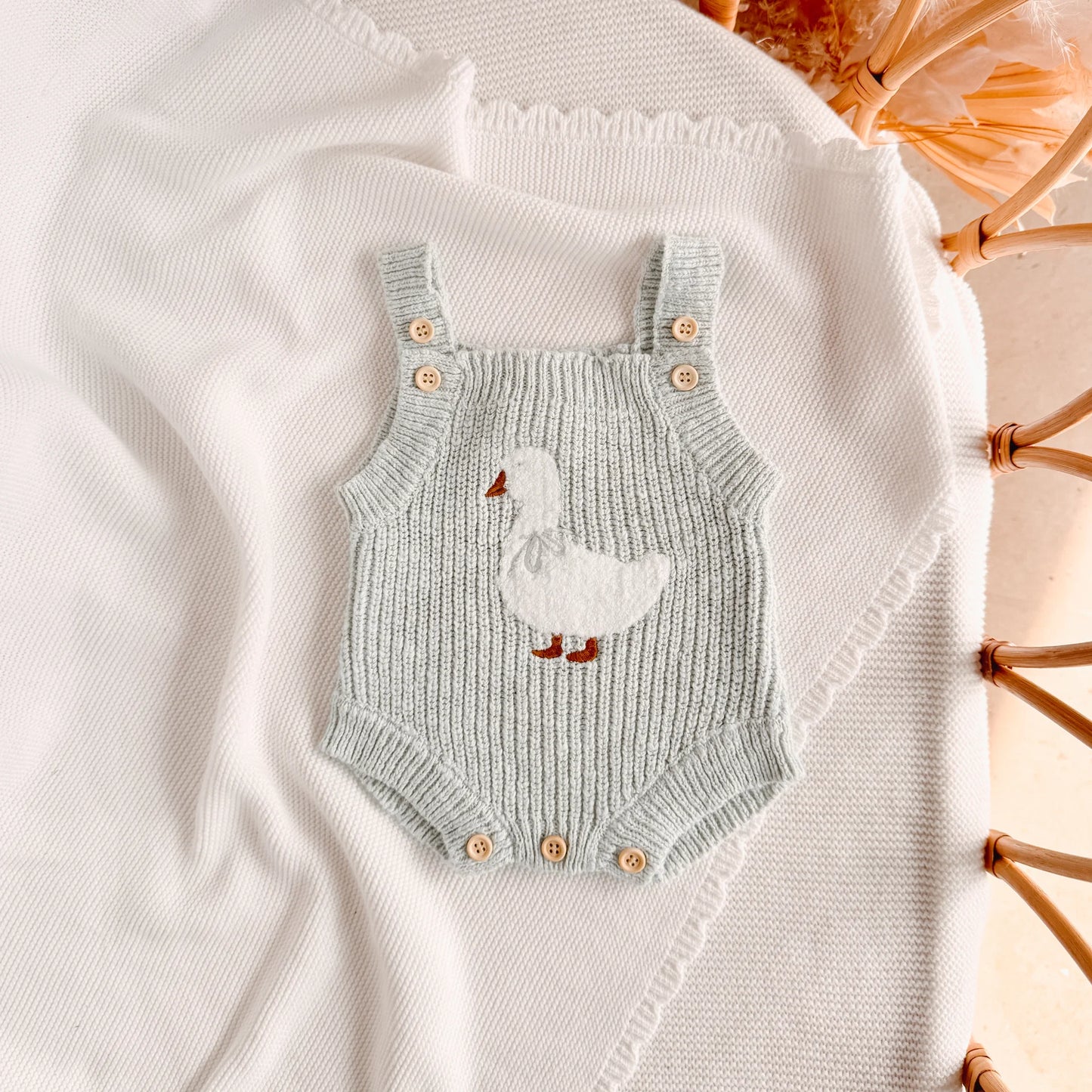 Goose Singlet Knit Romper - Periwinkle Blue