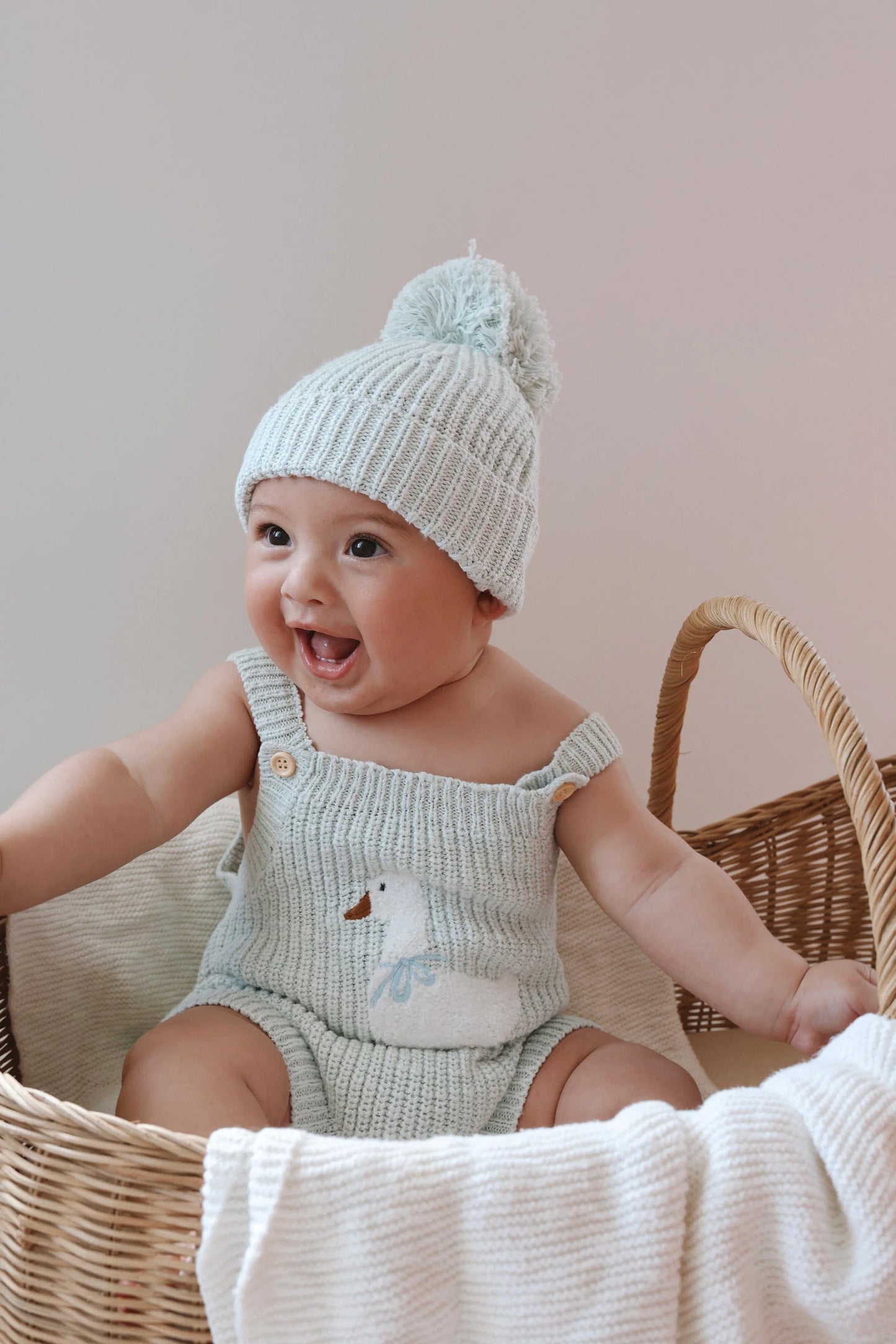 Goose Singlet Knit Romper - Periwinkle Blue