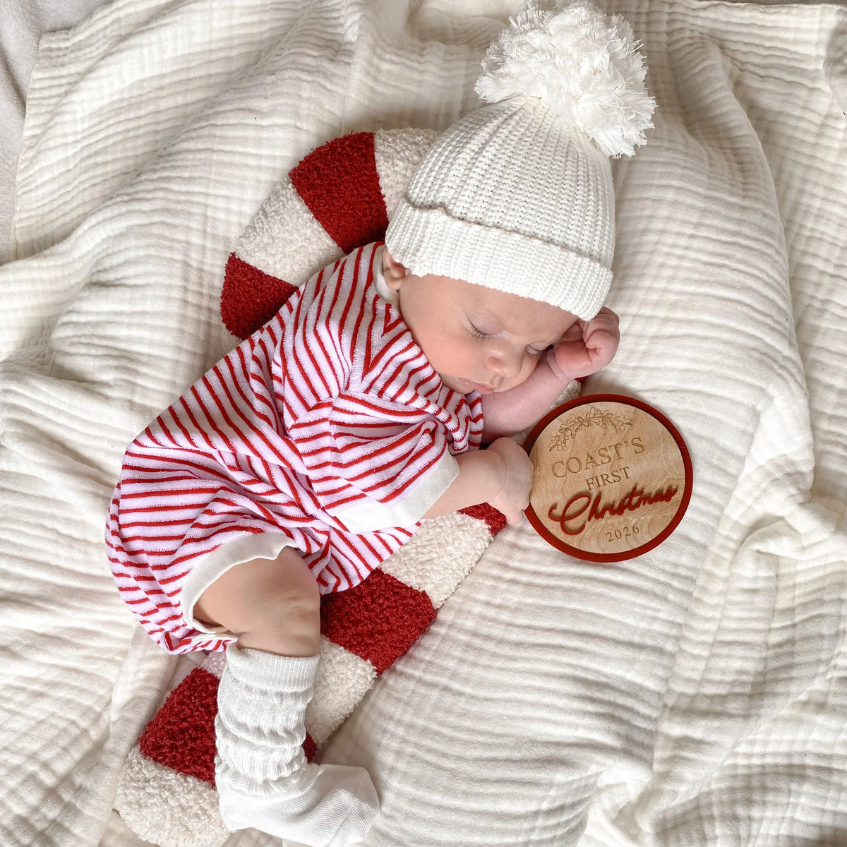 Stripe Terry Slouch Romper - Cherry