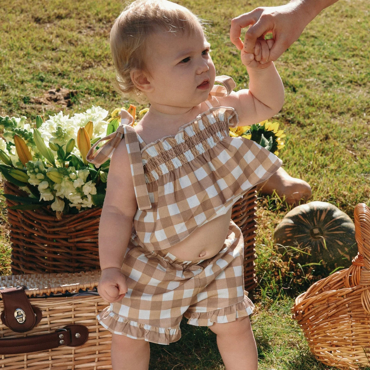 Toffee Gingham Two Piece Set
