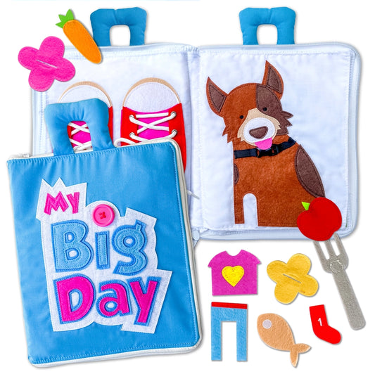 Curious Columbus - Fabric Activity Book - My Big Day - Blue