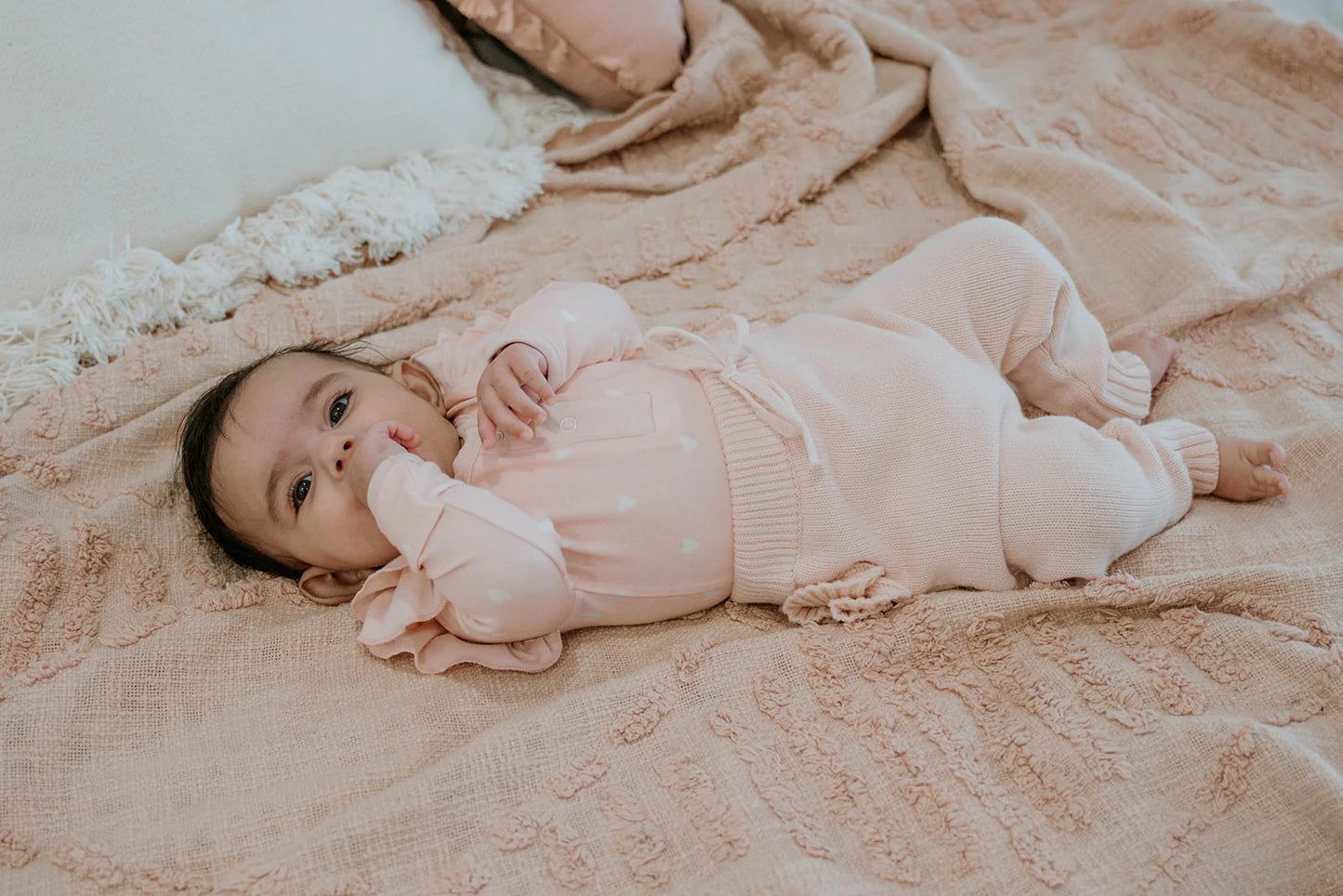 Sweet Child of Mine - Frilly Bodysuit - Pink Hearts