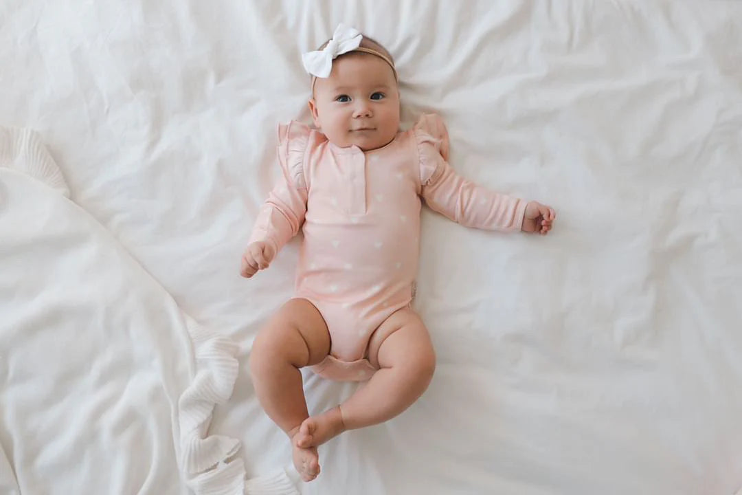 Sweet Child of Mine - Frilly Bodysuit - Pink Hearts