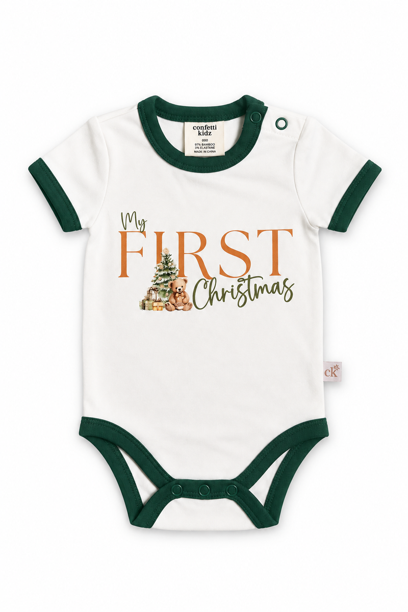 My First Christmas Teddy Bamboo Bodysuit