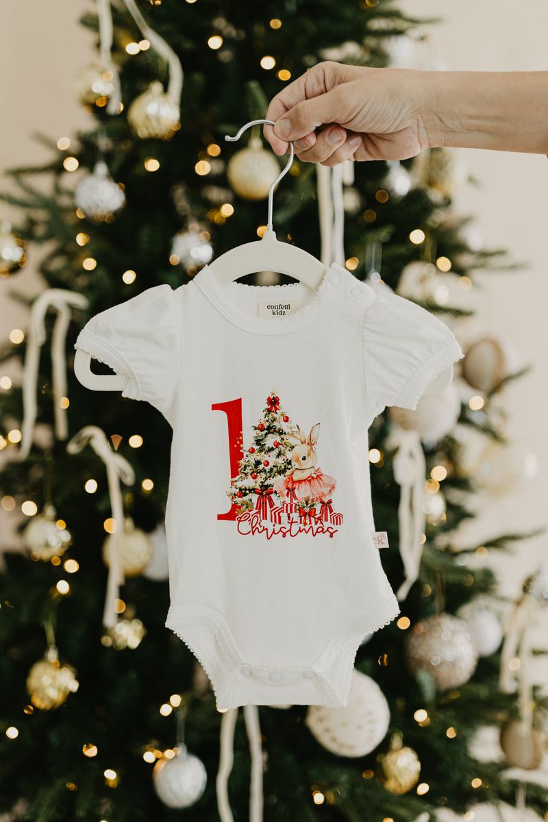 My First Christmas Pink Bamboo Bodysuit