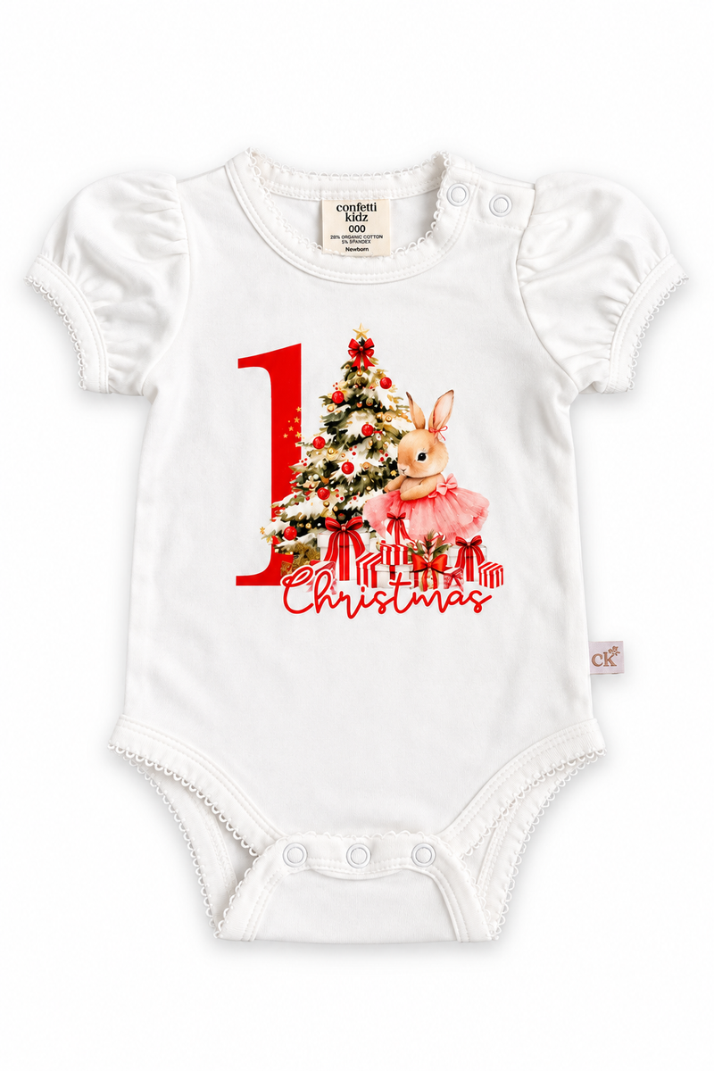My First Christmas Pink Bamboo Bodysuit