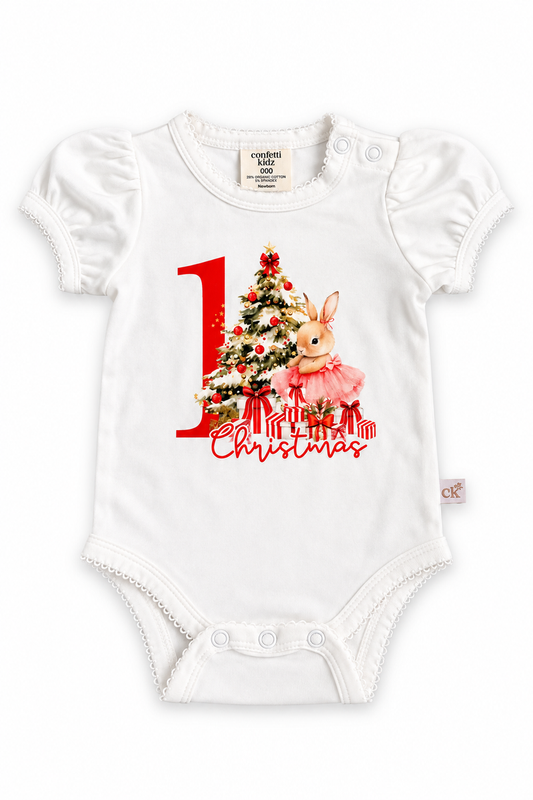 My First Christmas Pink Bamboo Bodysuit