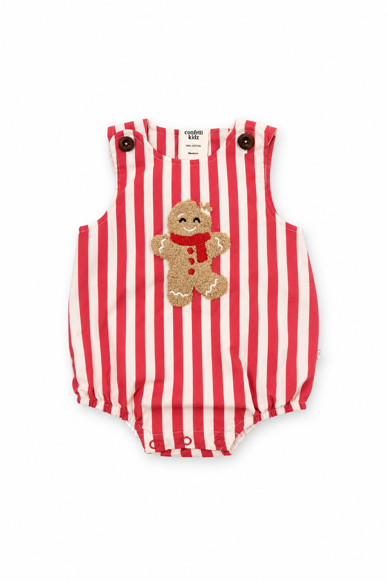 Gingerbread Stripe Romper