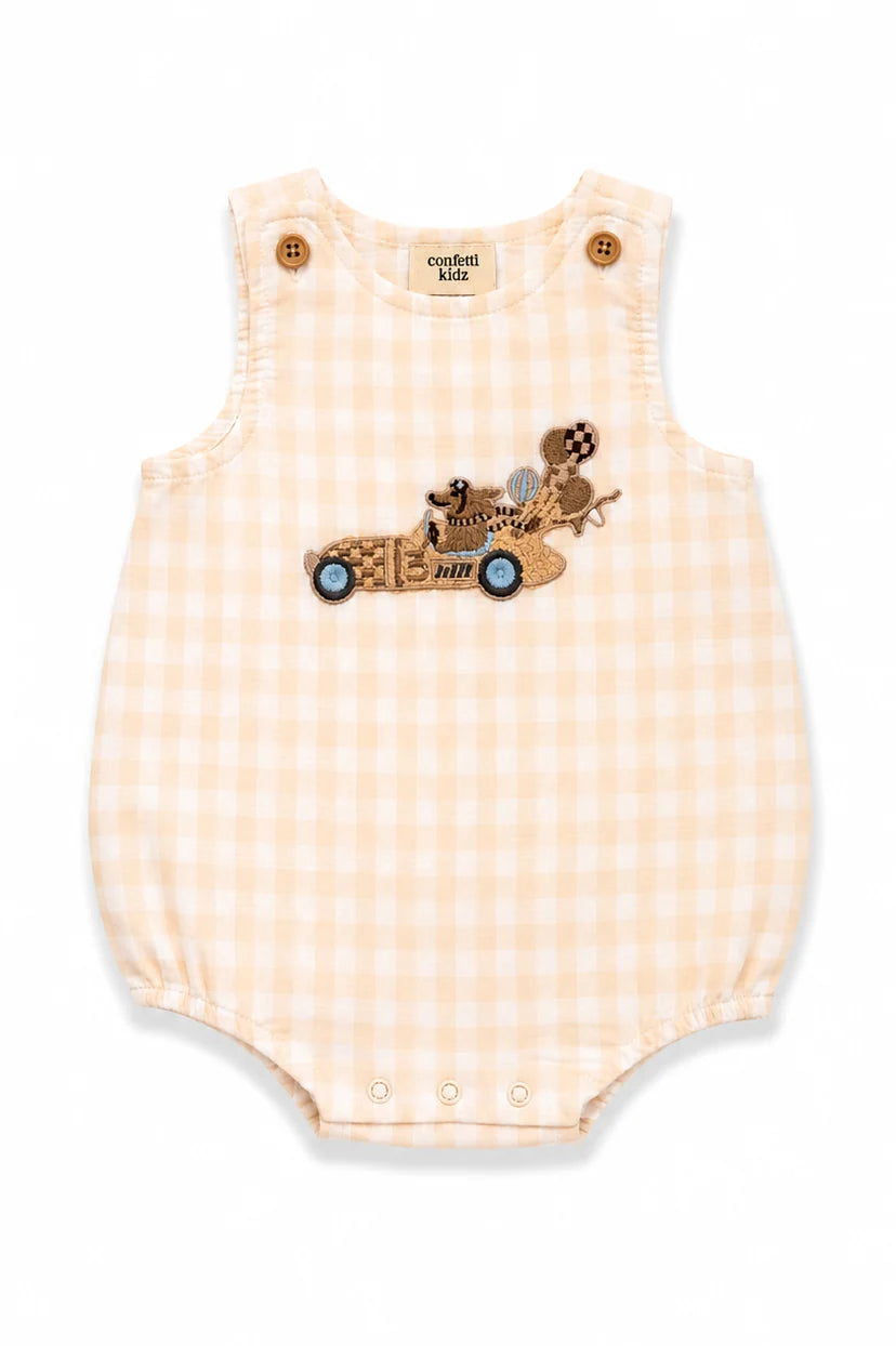Little Racer Gingham Romper