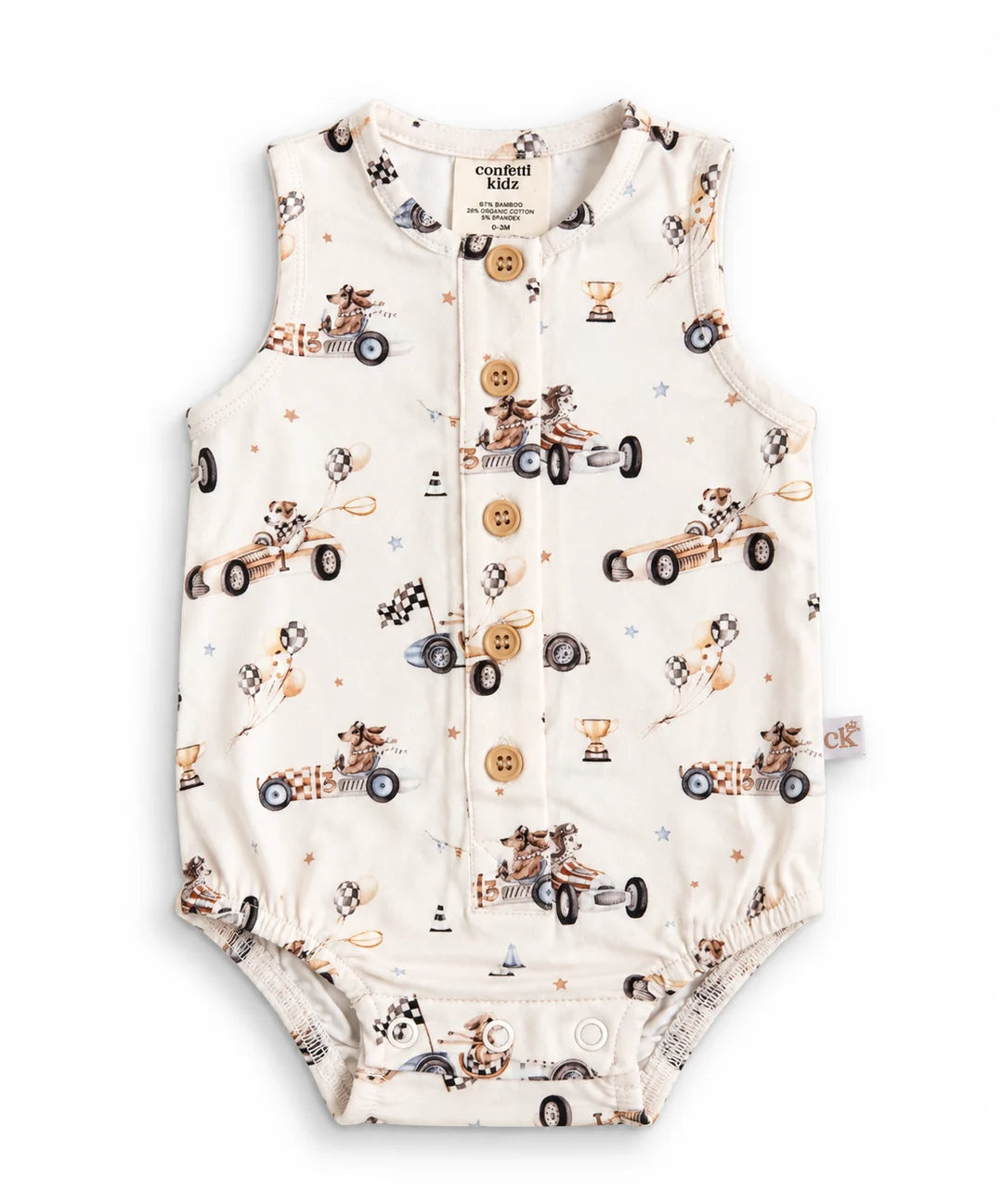 Pup Racer | Button-up Romper