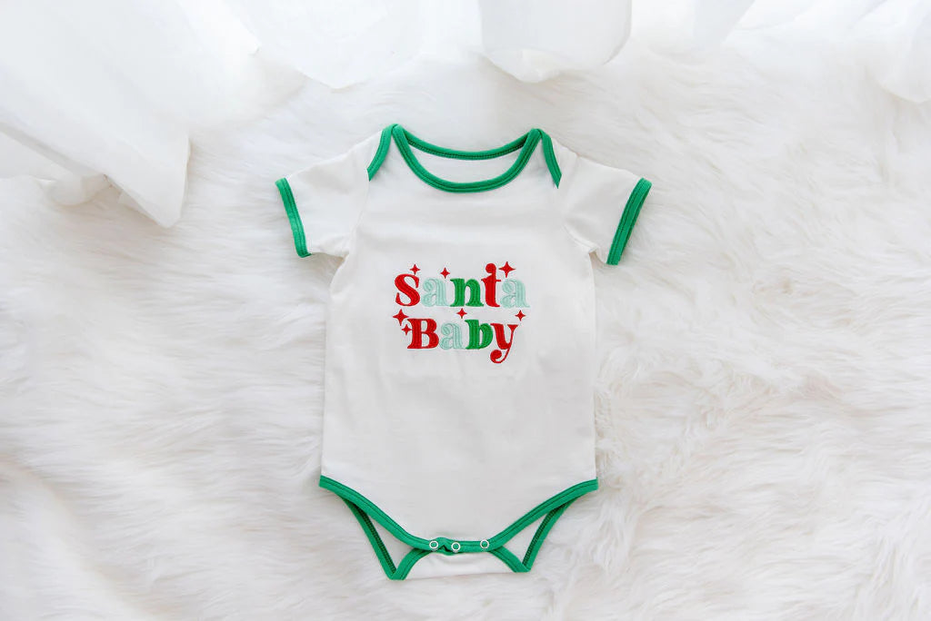 Sweet Child of Mine - Santa Baby embroidered organic bodysuit