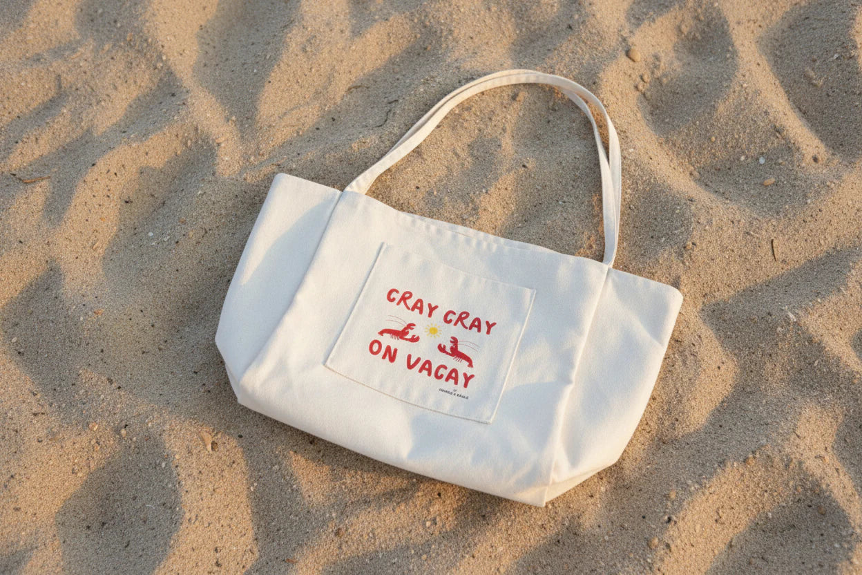 Cray Cray on Vacay | Oversized Lobster/Crayfish Beach Bag Beige