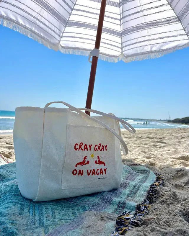 Cray Cray on Vacay | Oversized Lobster/Crayfish Beach Bag Beige