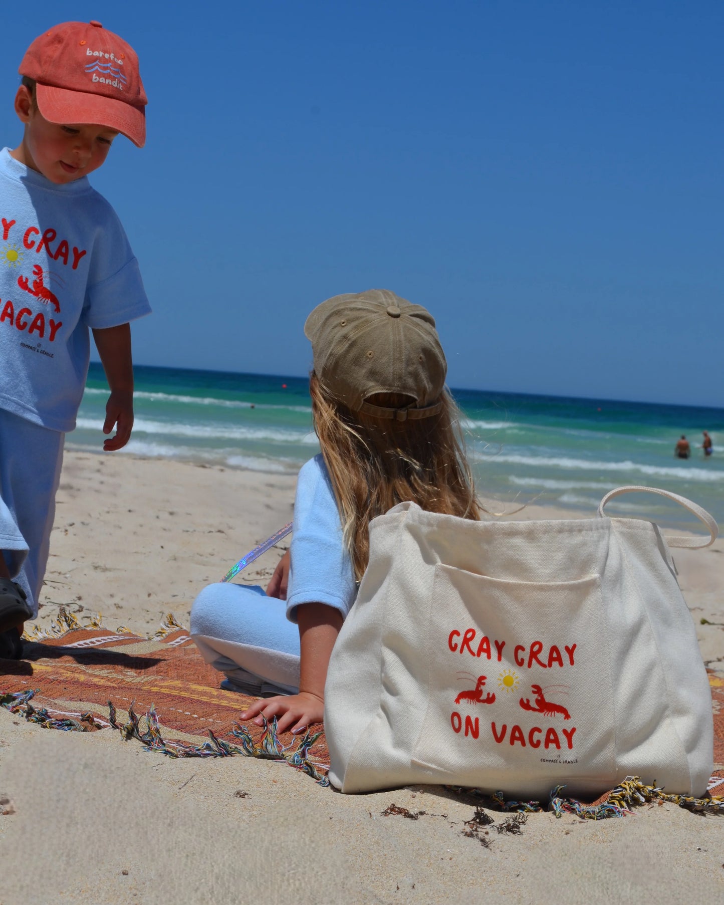 Cray Cray on Vacay | Oversized Lobster/Crayfish Beach Bag Beige