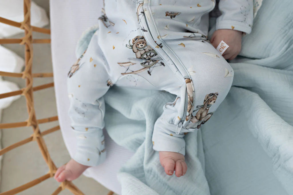 Aviator Teddy - Bamboo Zipsuit