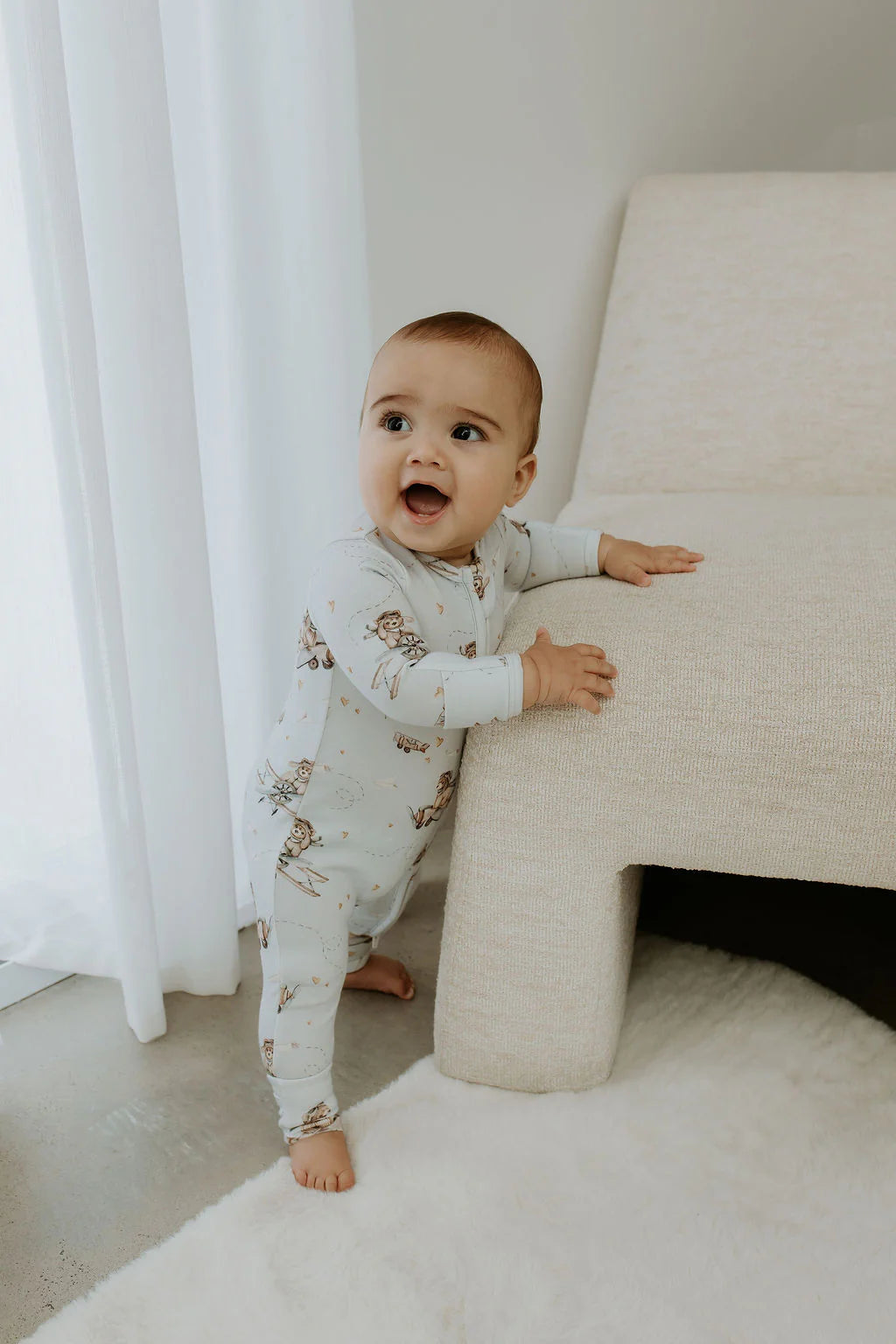 Aviator Teddy - Bamboo Zipsuit