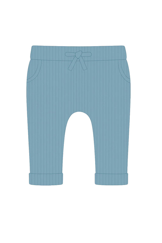 Dusty Blue Ribbed Leggings