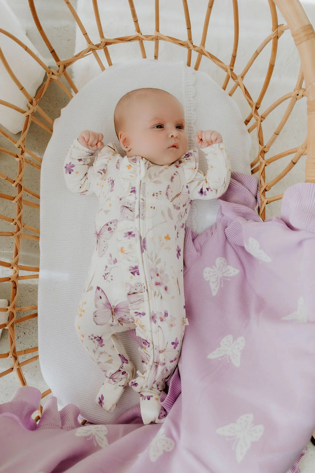 Lilac Butterflies - Bamboo Zipsuit