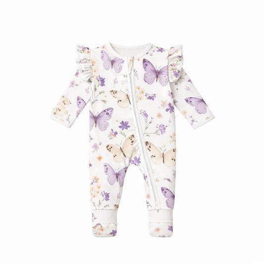 Lilac Butterflies - Bamboo Zipsuit