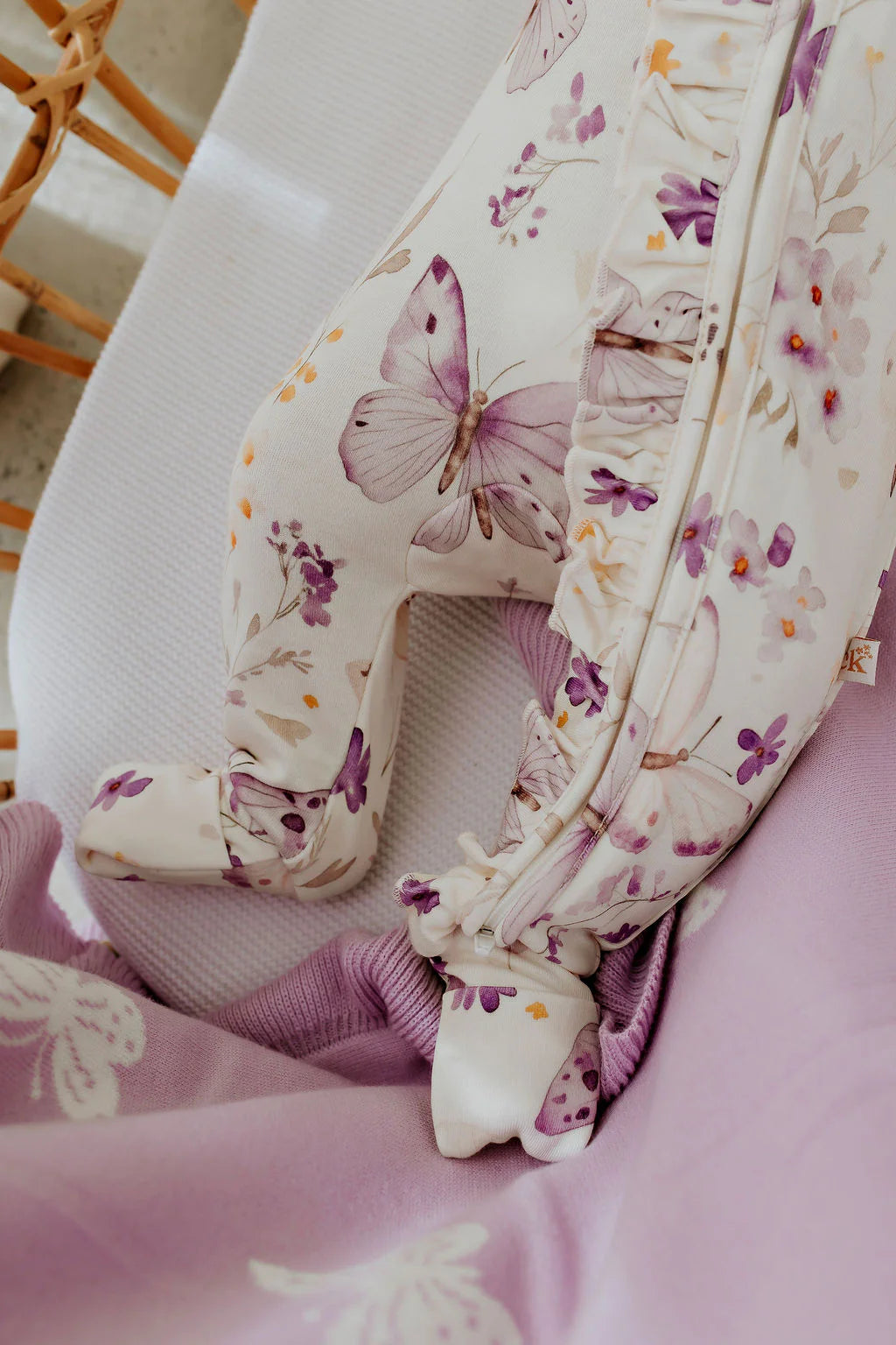 Lilac Butterflies - Bamboo Zipsuit