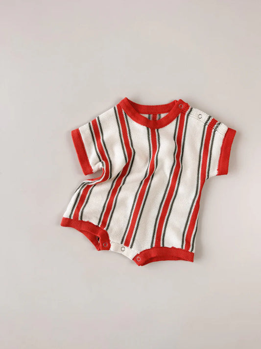 Retro Stripe Cotton Baby Romper