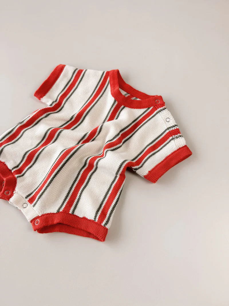 Retro Stripe Cotton Baby Romper