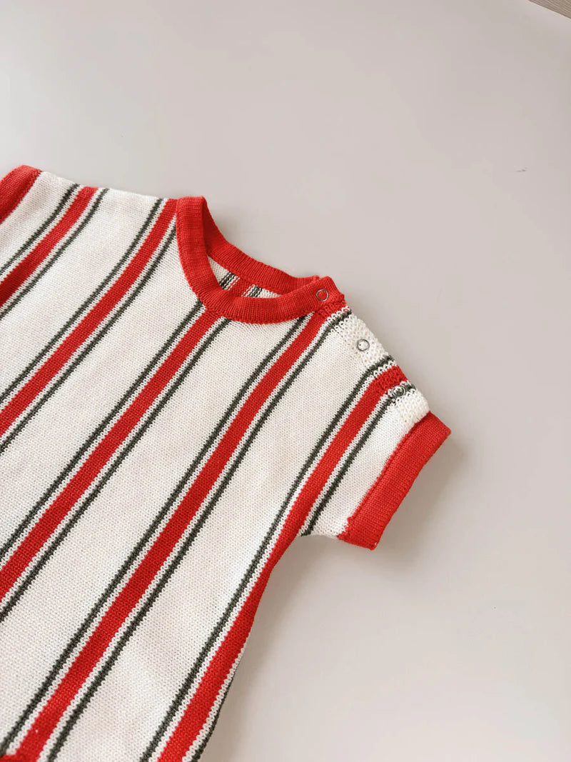 Retro Stripe Cotton Baby Romper