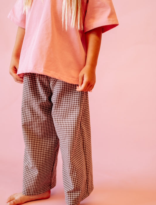 Beige Gingham Pants