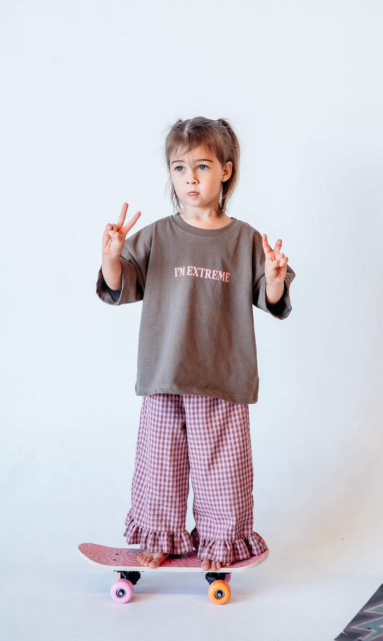 Brown & Pink Gingham Pants