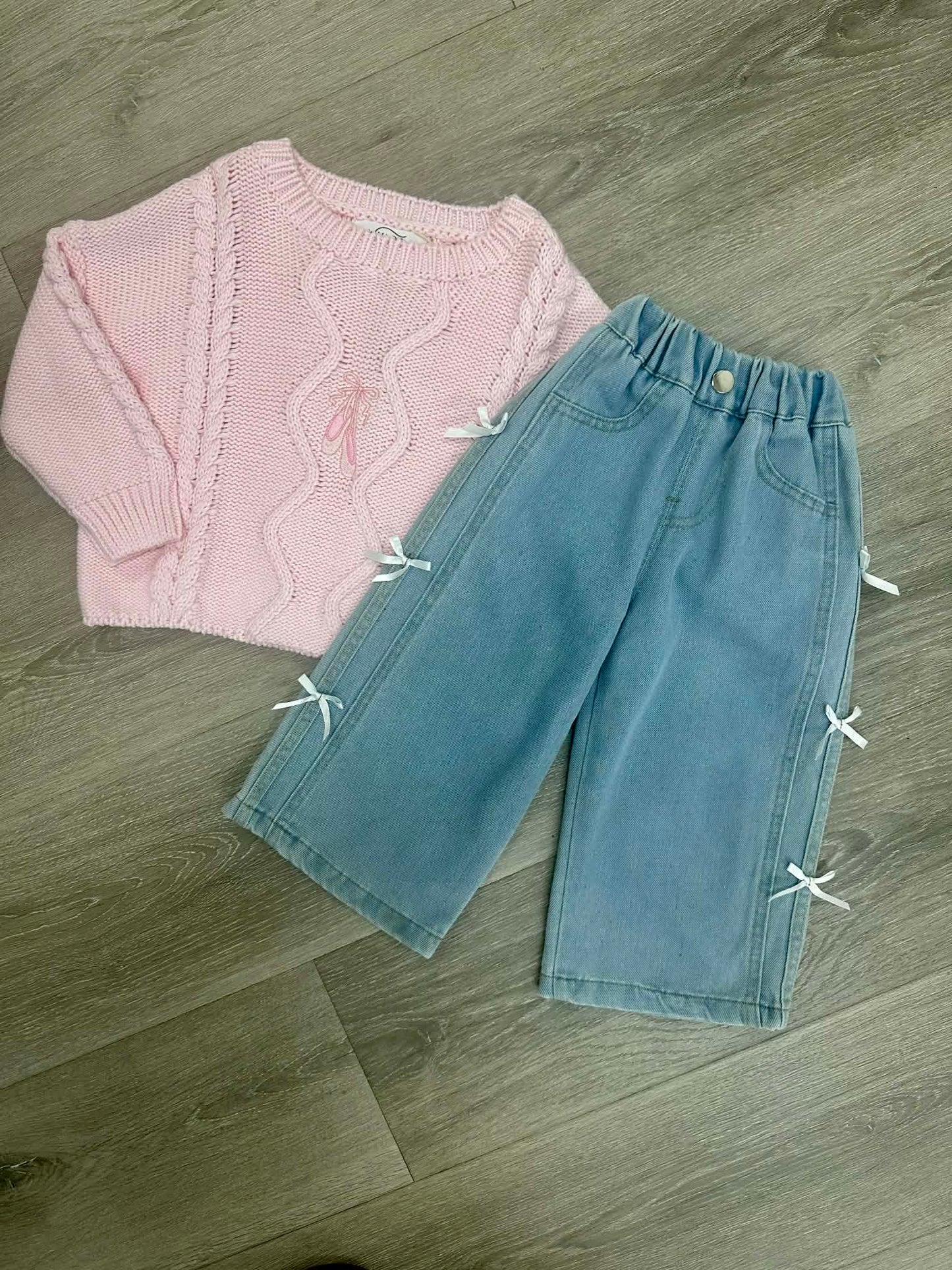 Denim Bow Jeans - Light Denim
