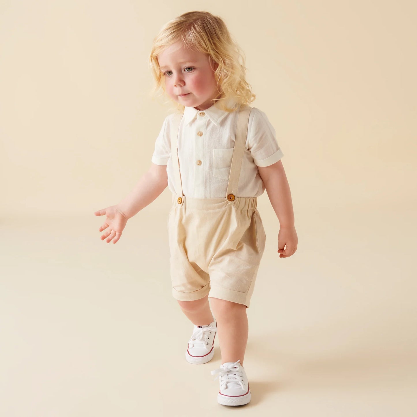 Designer Kidz - Archie S/S Romper - Ivory