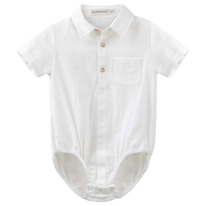 Archie S/S Button Romper - Ivory