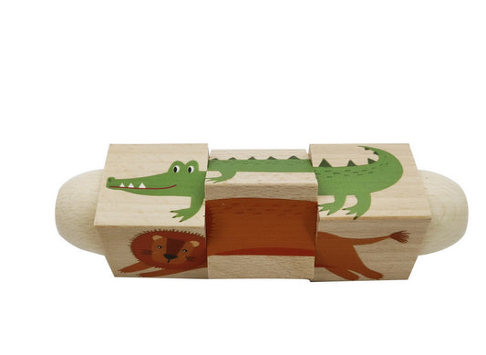 ELEGANTER WOODEN TWIST PUZZLE BLOCK JUNGLE ANIMAL