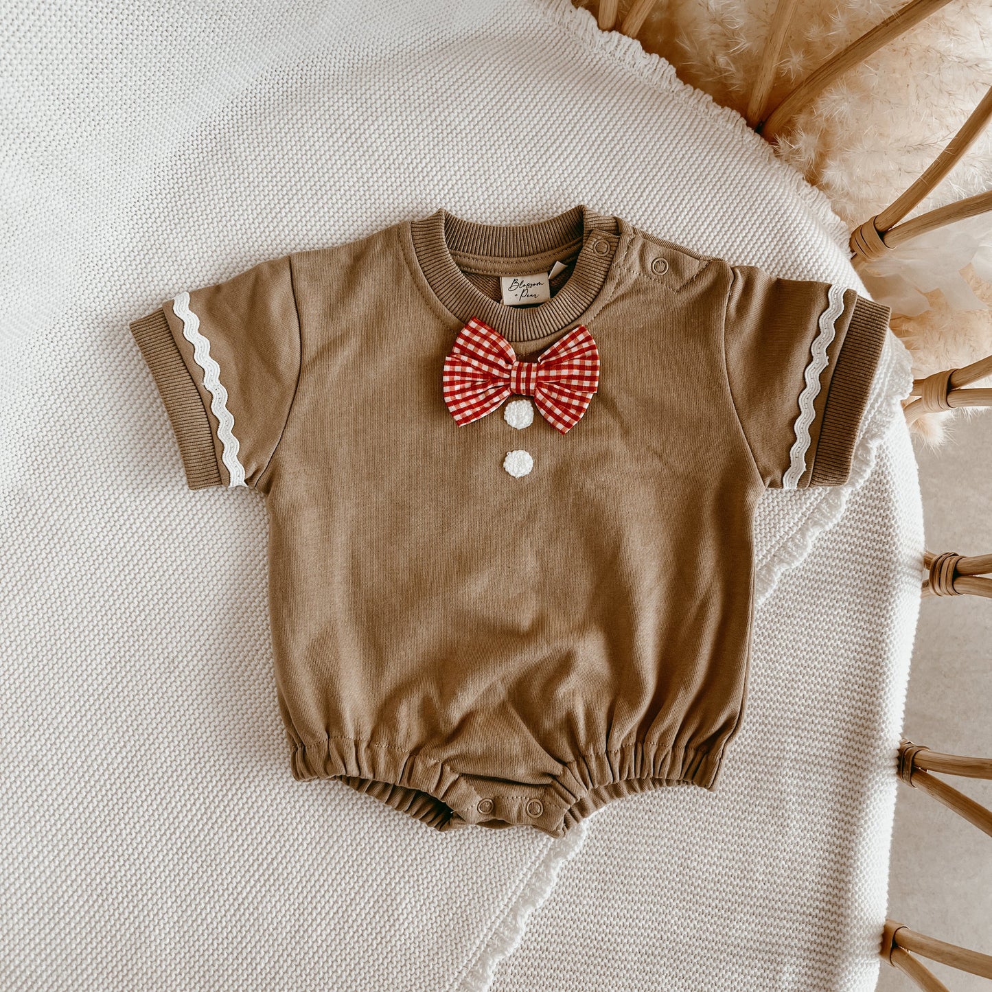 Gingerbread Short Sleeve Bubble Romper