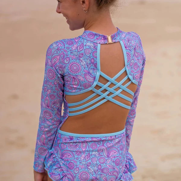 Ava Open Back Girls Swimwear