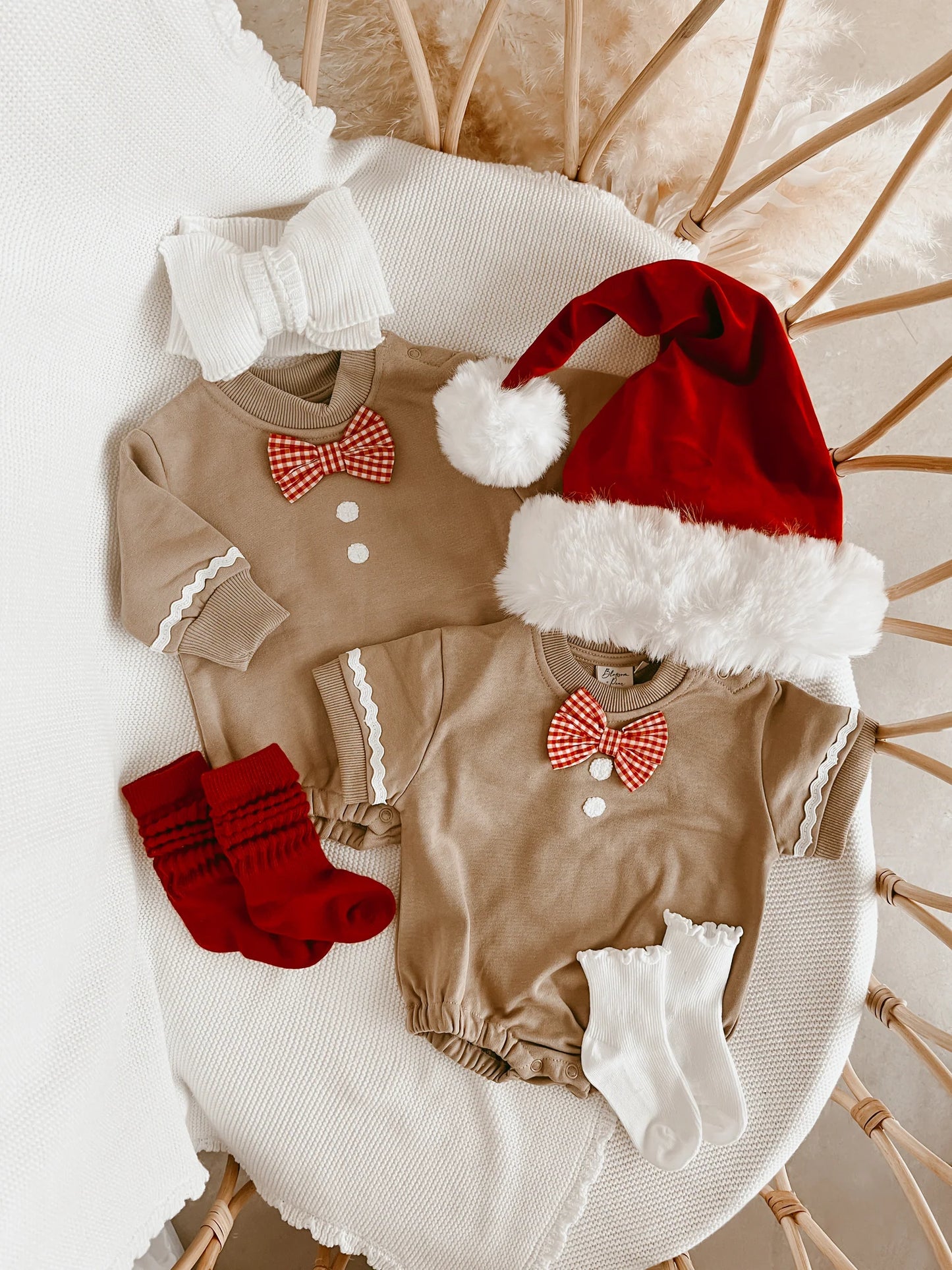 Gingerbread Short Sleeve Bubble Romper
