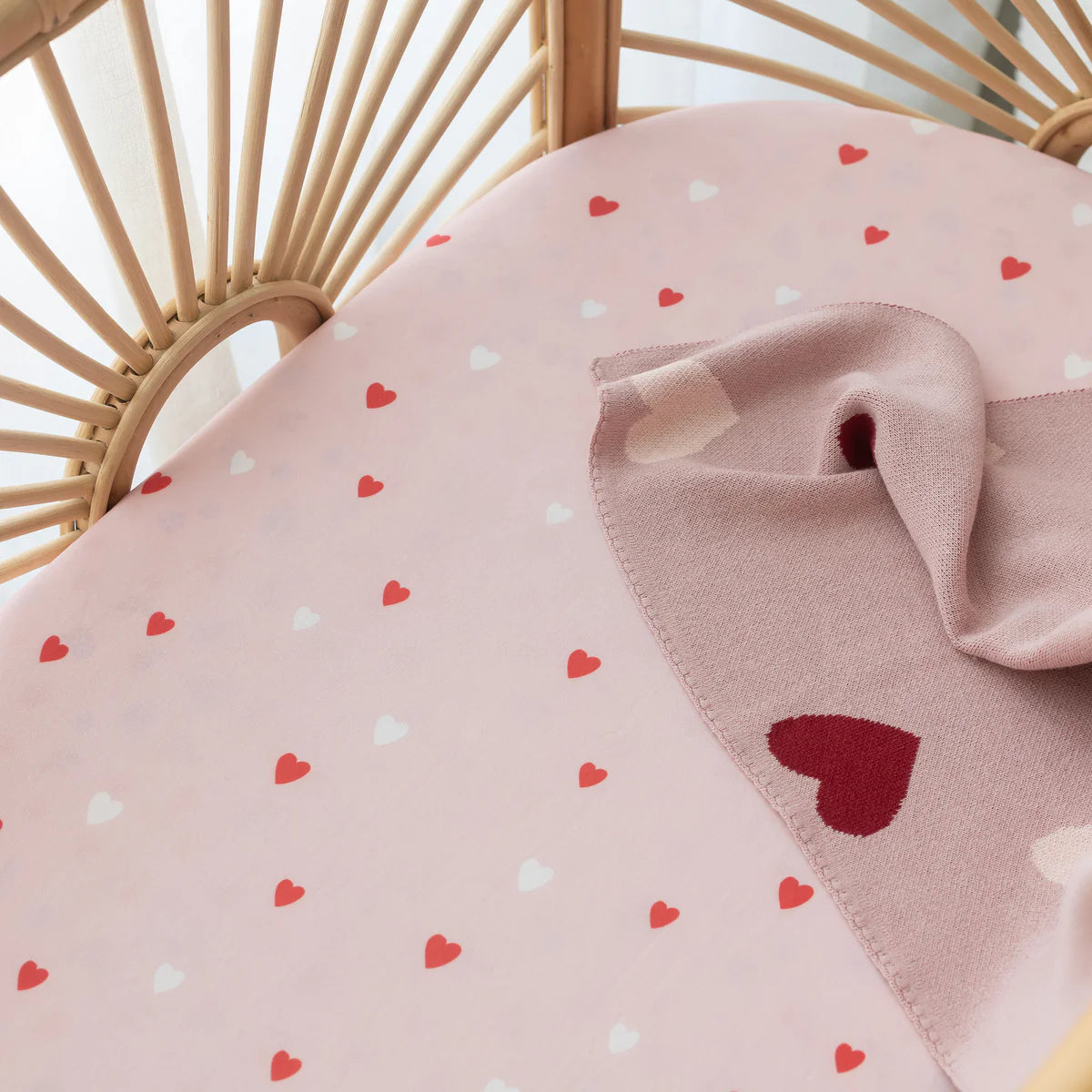 Little Hearts Organic Fitted Cot Sheet