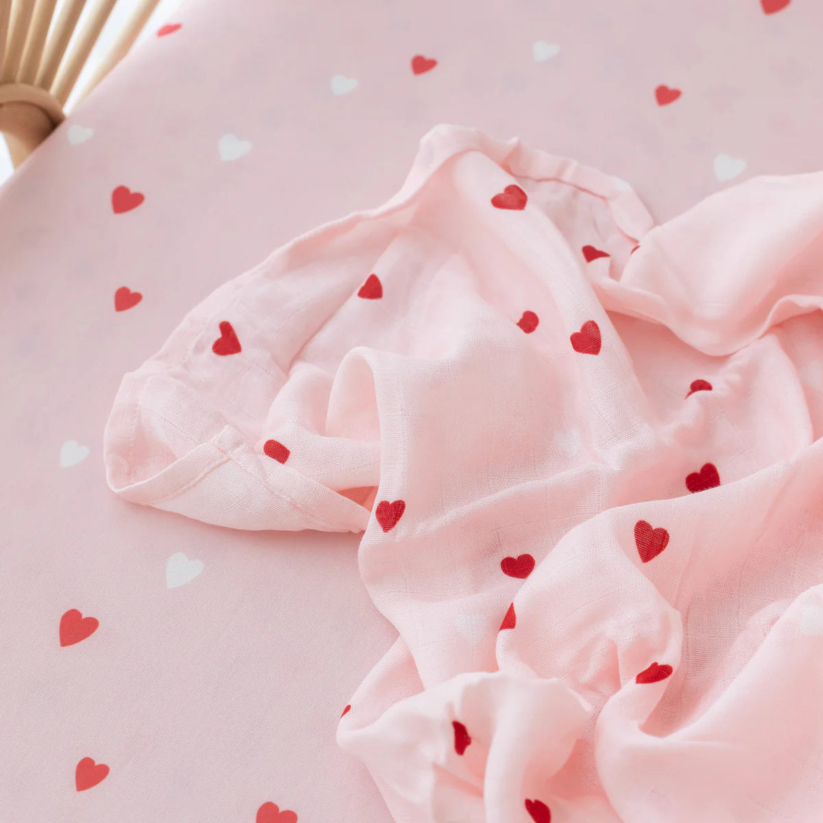 Little Hearts Organic Fitted Cot Sheet