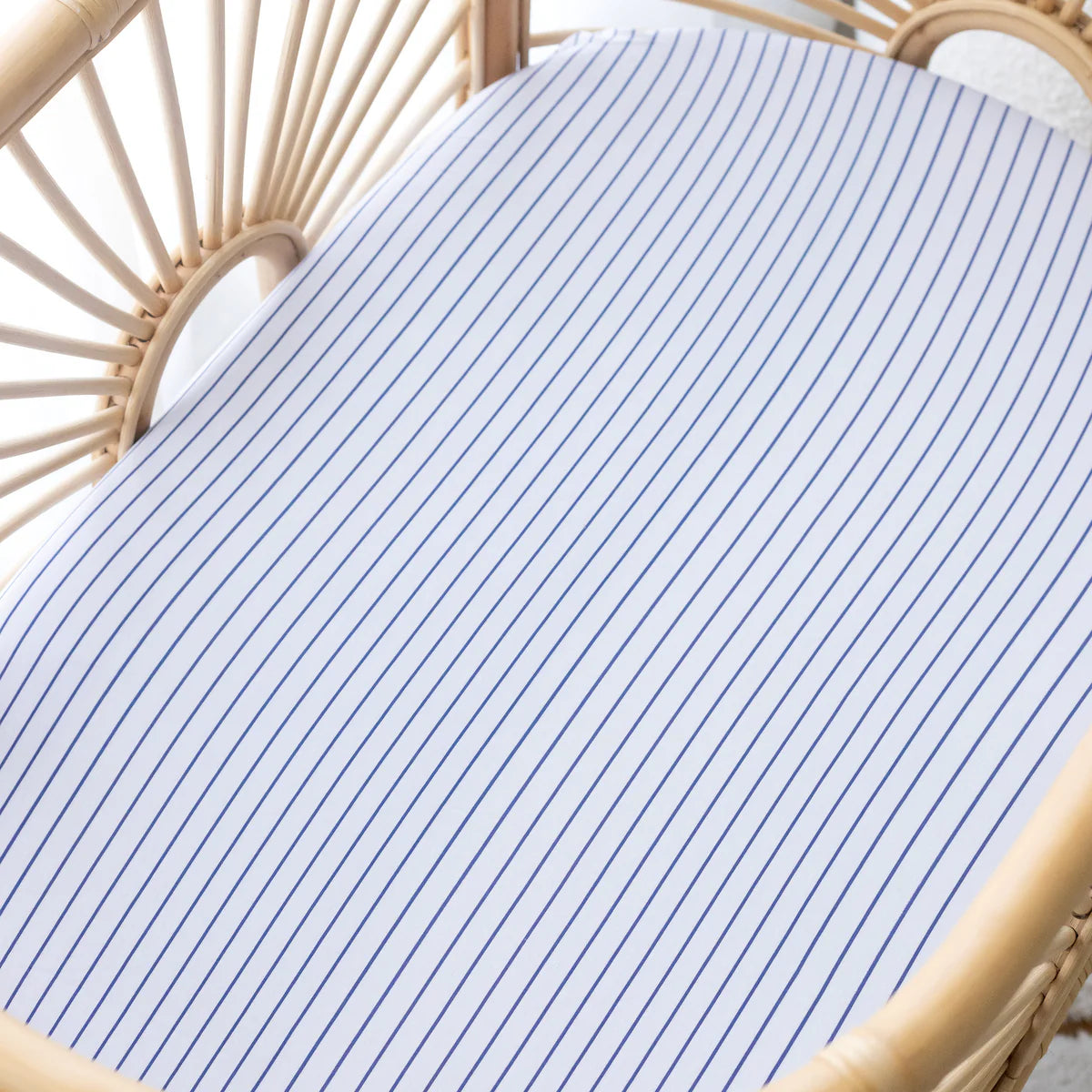 Navy Stripe Organic Fitted Cot Sheet