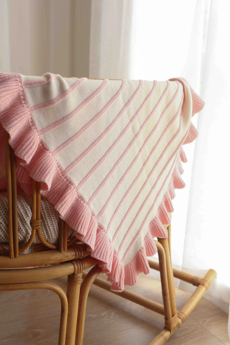 Raised Stripe Frill Blanket | Sweetpea