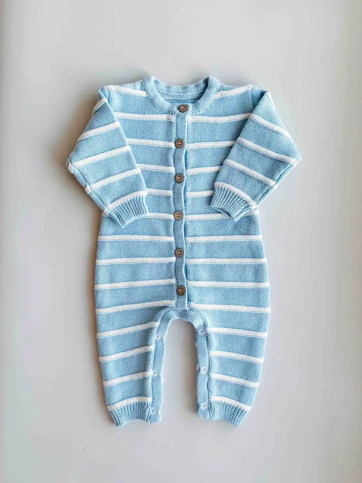 Raised Stripe Full Romper | Arctic