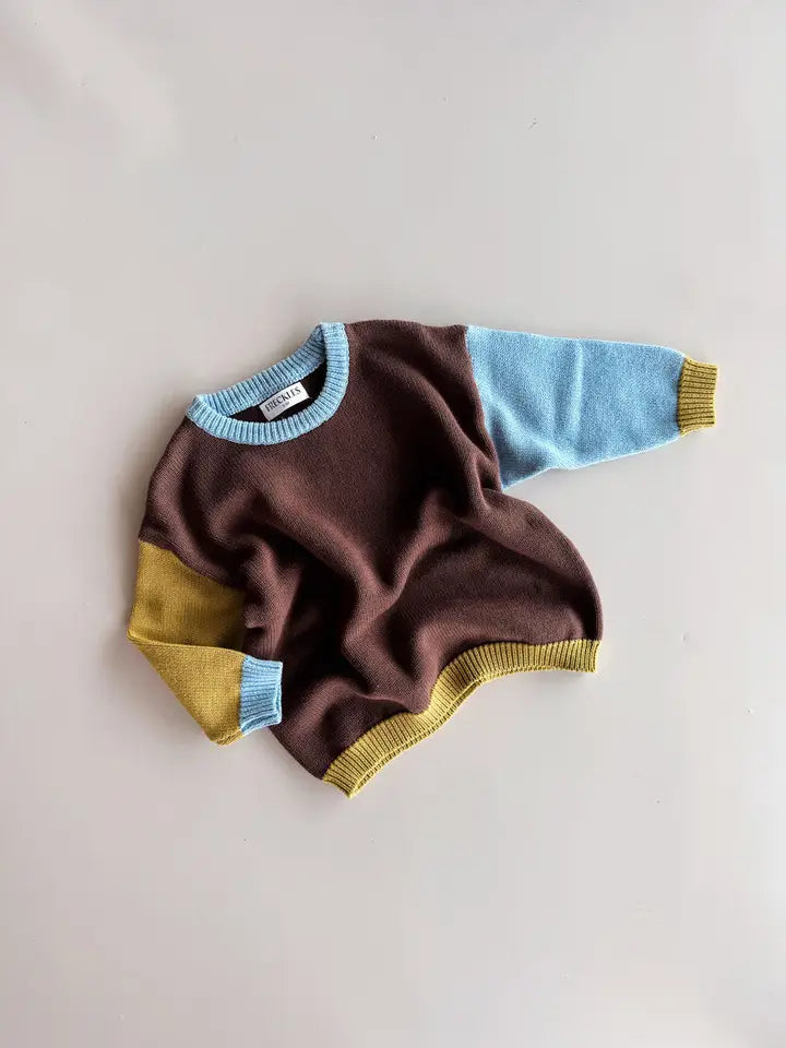 Cotton Knit Jumper | Brown/Blue/Green