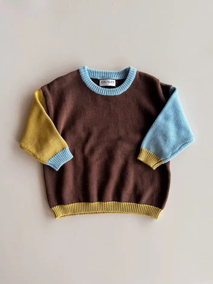 Cotton Knit Jumper | Brown/Blue/Green
