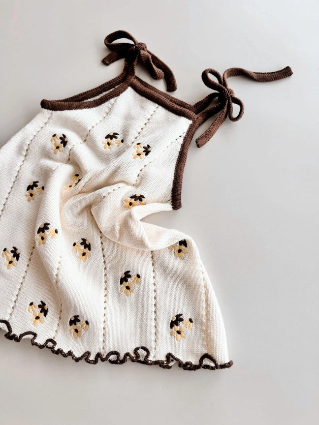 Bloom Pointelle Tie Dress | Chocolate