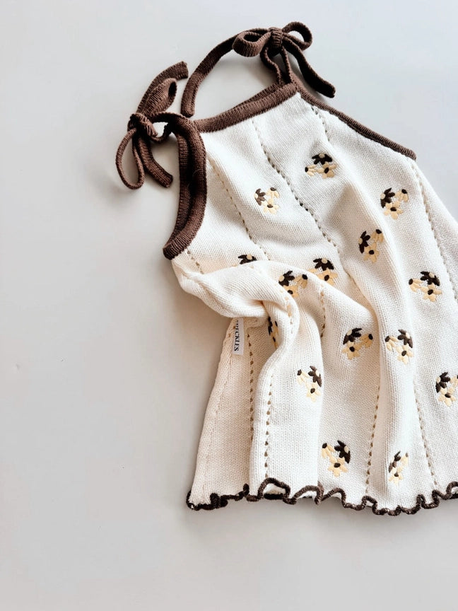 Bloom Pointelle Tie Dress | Chocolate