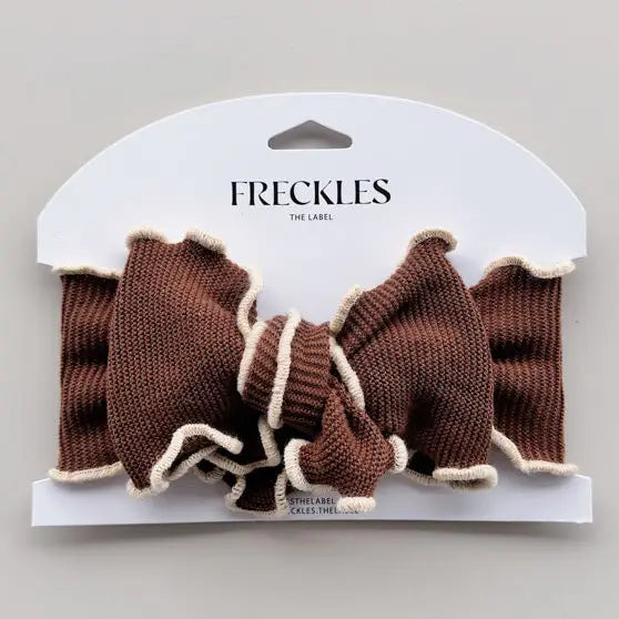 Knit Frill Baby Headband | Chocolate/Oat